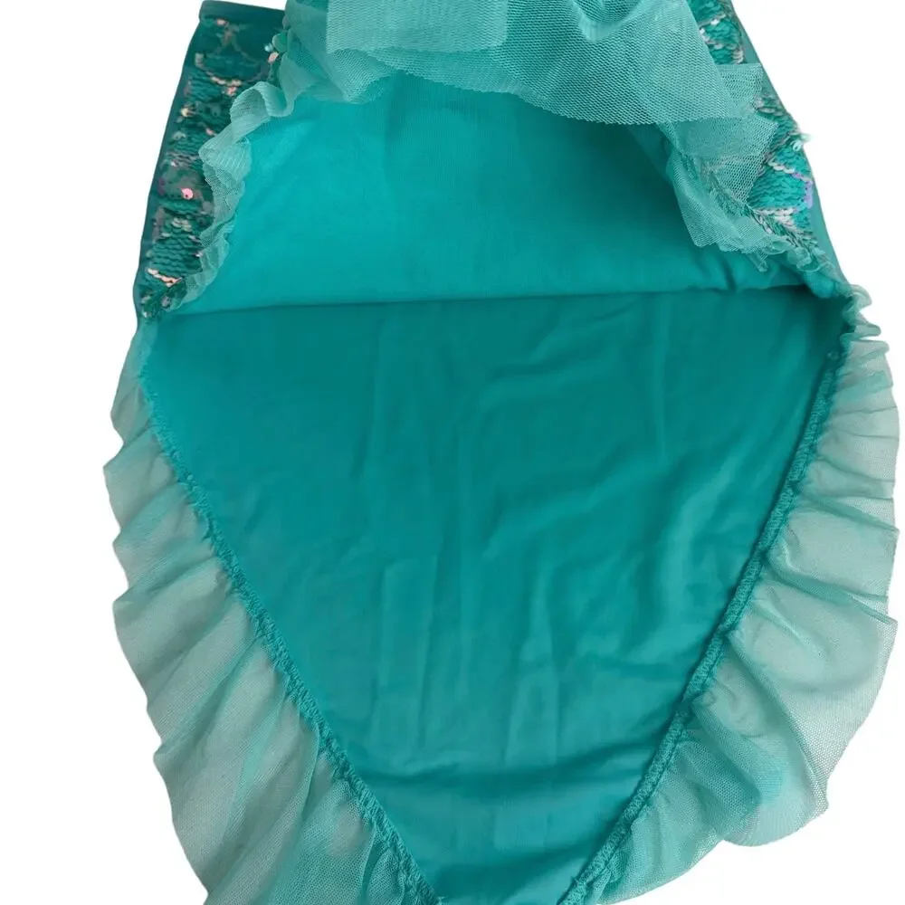 Wonder Nation blue sequin ruffle mermaid swim cover costume S 6X